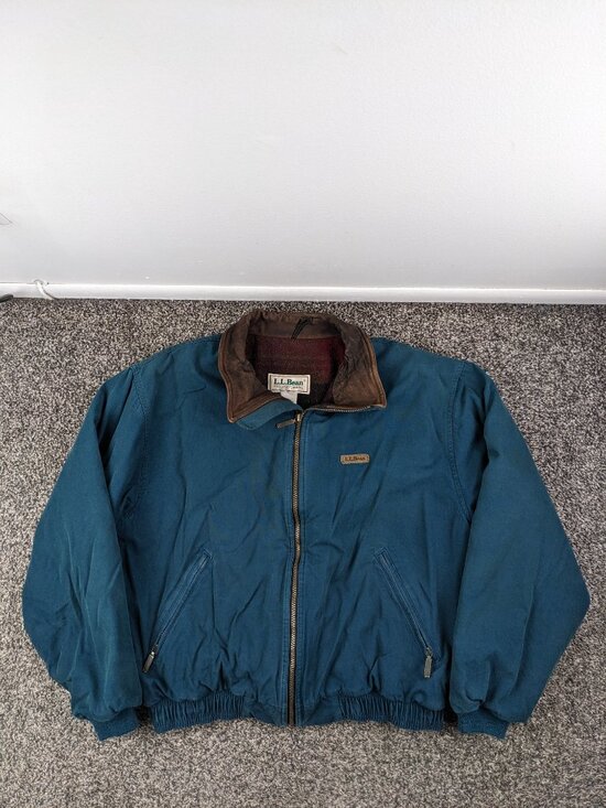 L.L. Bean Other - Vintage LL Bean Jacket Suede Collar Wool Blanket Lined Bomber Mens Large US Made